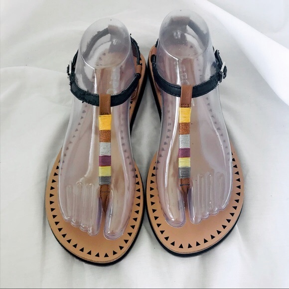 Report Footwear DIDO Threaded Multi-Color Striped Black/TanThong Boho Sandals W7 - Picture 2 of 12